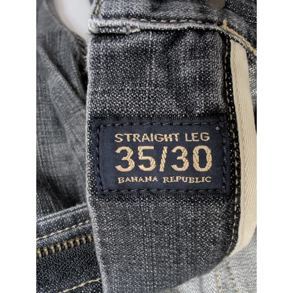 Banana Republic Straight Leg 35 x 30 Men's Denim Jeans Faded Black Wash - Picture 2 of 11